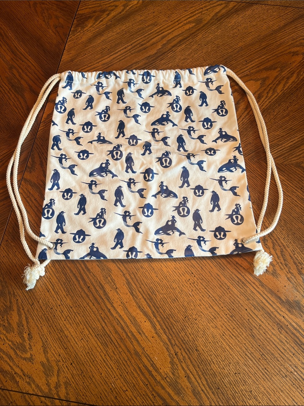 Seawheeze  2013  Drawstring Canvas Backpack Bag with Blue Logo Patter